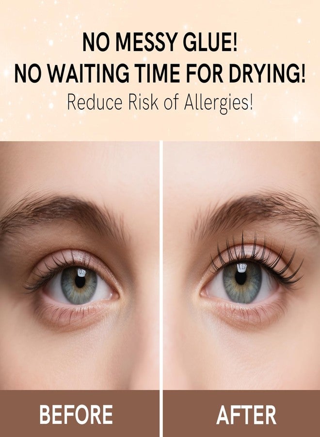 SIMER Self Adhesive Lash Clusters Kit Natural Press-On Lashes No Glue Needed 11-13mm Wispy Reusable No Residue Pre Glued Eyelash Clusters C Curl DIY Eyelash Extensions with Lash Tweezers(01 Fairy） - Image 5